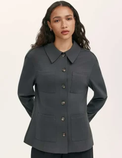 Ponte Jersey Collared Jacket