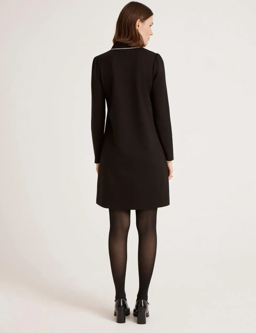 Ponte Jersey Collared Mini Shirt Dress
