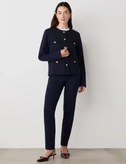 Ponte Jersey Collarless Short Jacket
