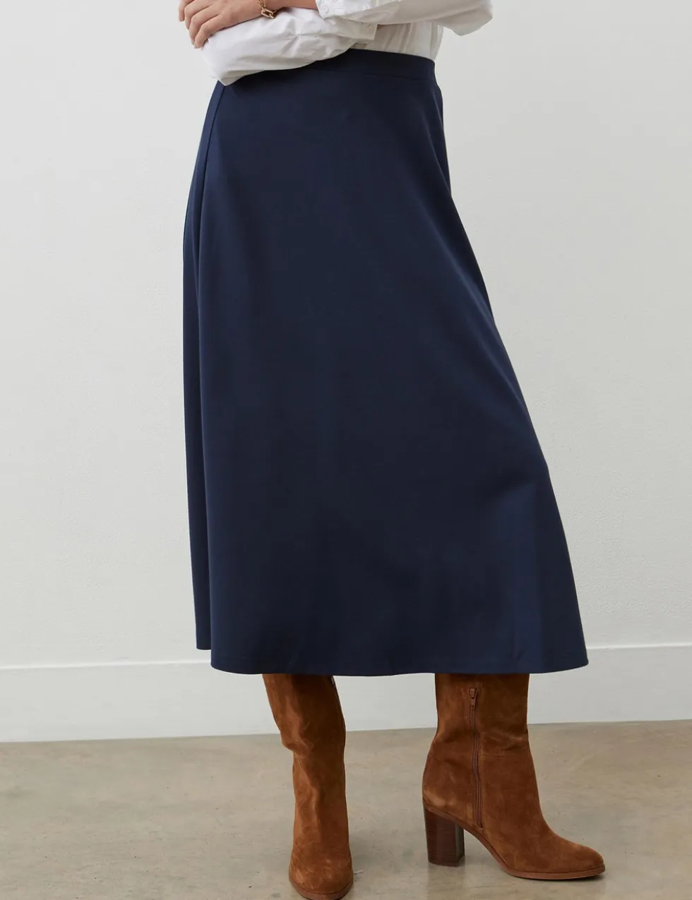 Ponte Jersey Midi A-Line Skirt