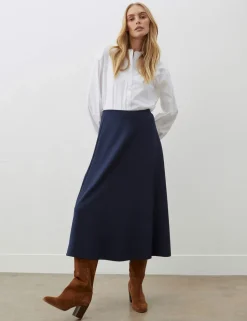 Ponte Jersey Midi A-Line Skirt