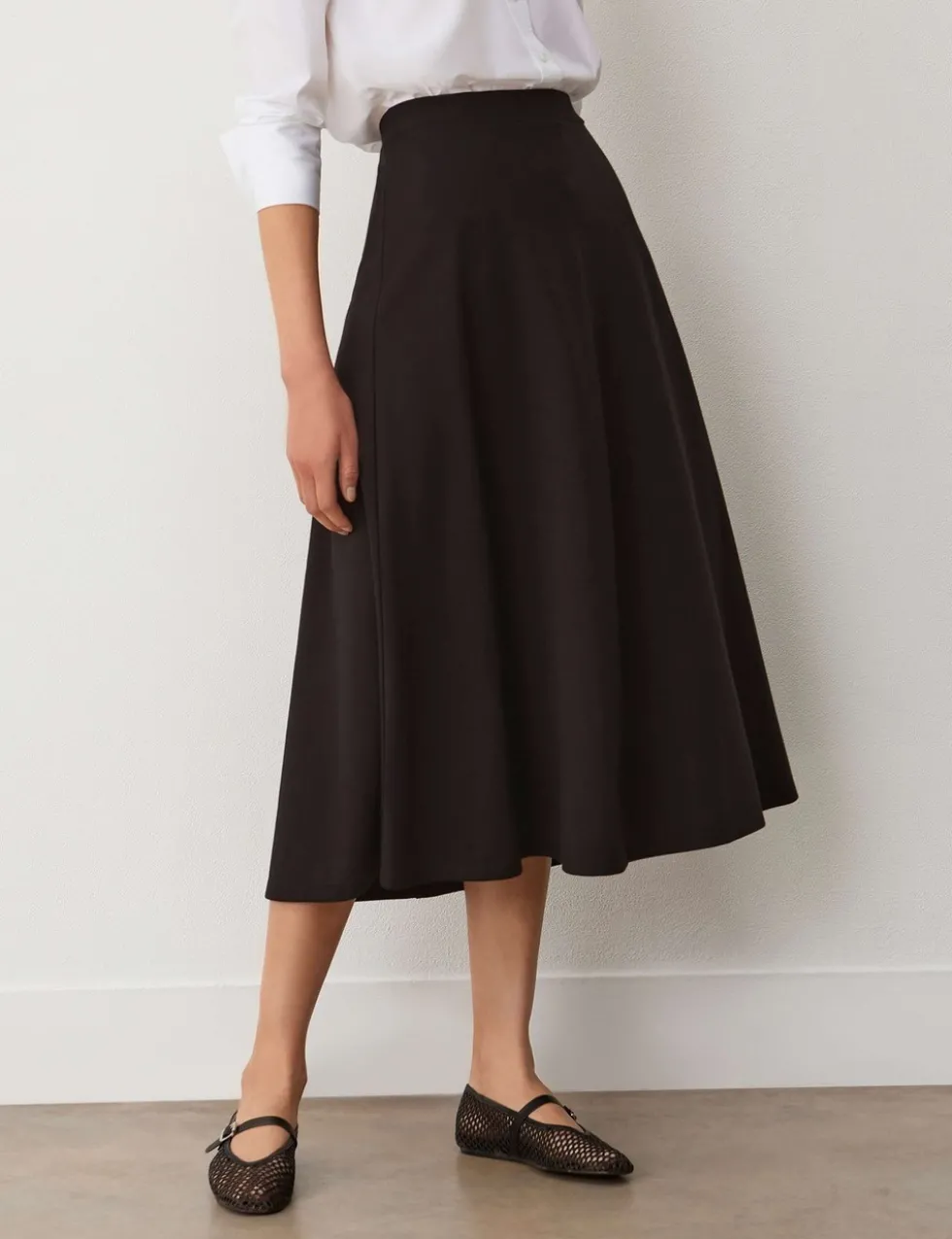 Ponte Jersey Midi A-Line Skirt