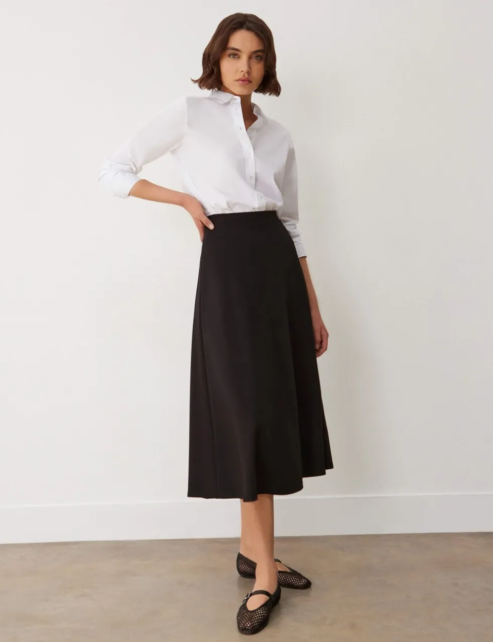 Ponte Jersey Midi A-Line Skirt