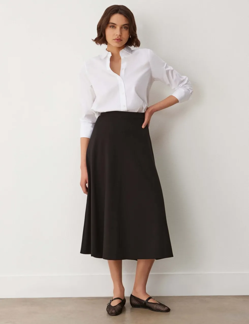 Ponte Jersey Midi A-Line Skirt