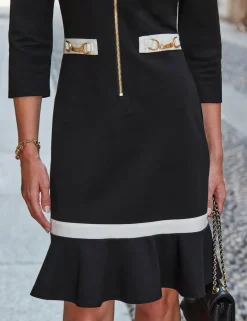 Ponte Round Neck Mini Shift Dress