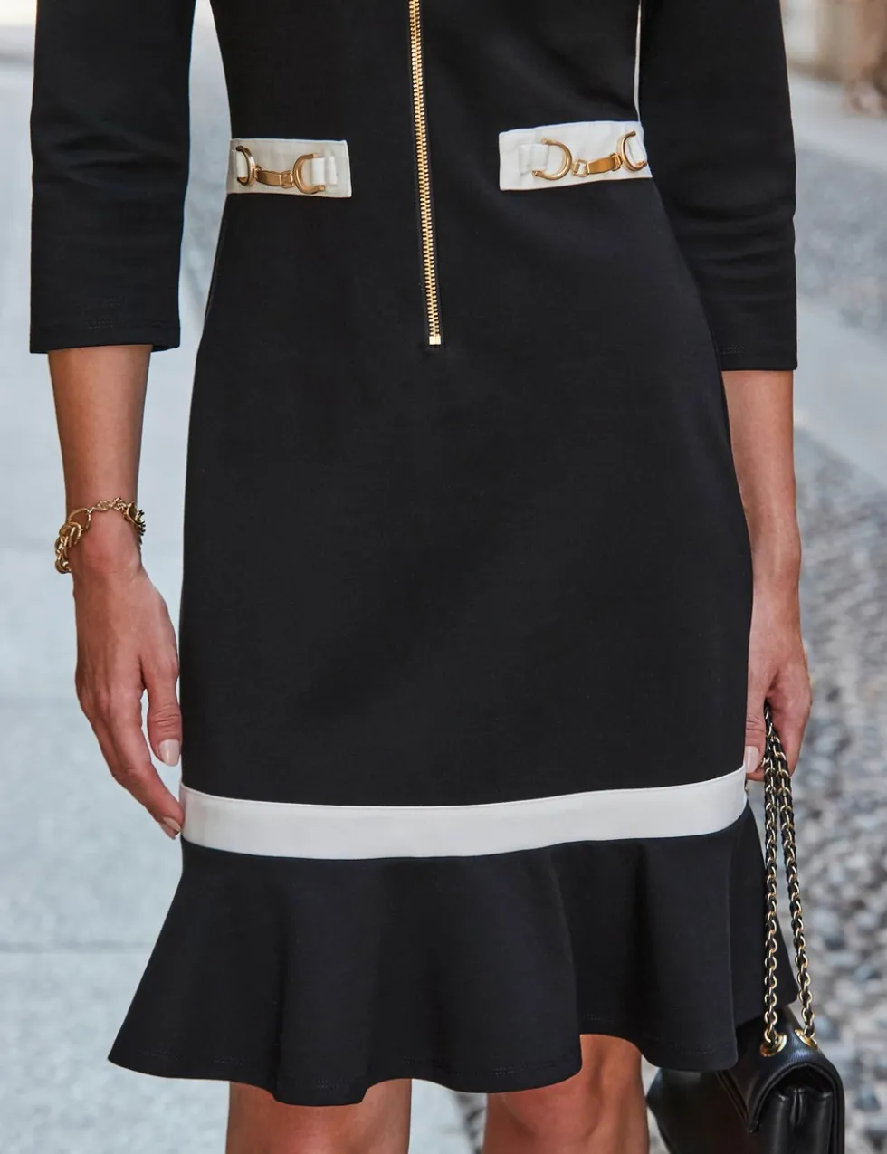Ponte Round Neck Mini Shift Dress