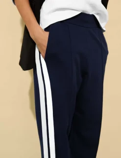Ponte Side Stripe Wide Leg Trousers