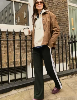Ponte Side Stripe Wide Leg Trousers