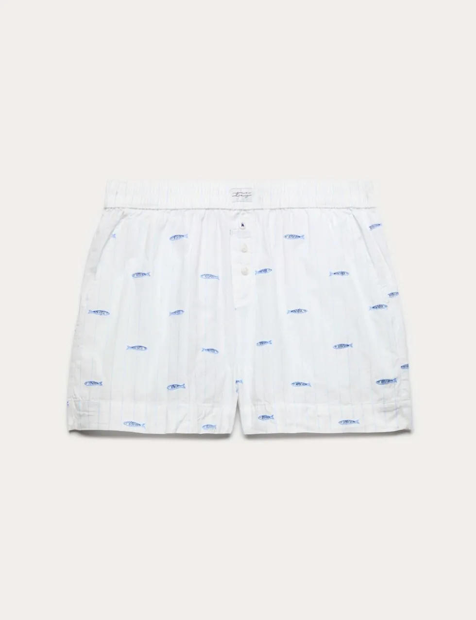 Poplin Embroidered Sardines Pyjama Shorts