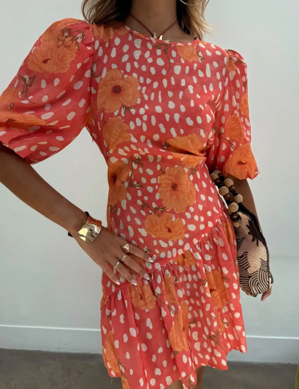 Poppy Print Mini Skater Dress