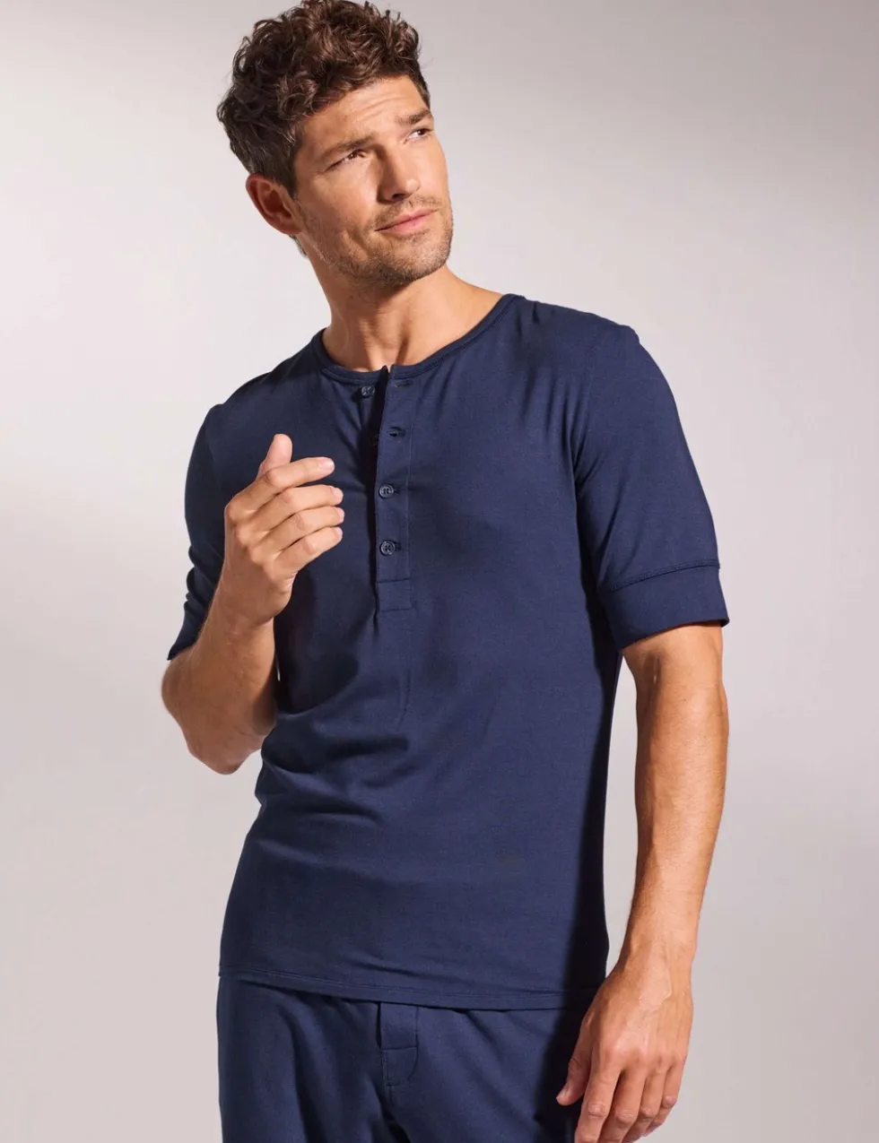 Premium Cotton Modal Henley Pyjama Tee
