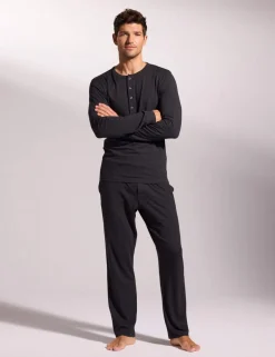 Premium Cotton Modal Long Sleeve Henley Pyjama Top