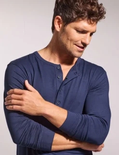 Premium Cotton Modal Long Sleeve Henley Pyjama Top