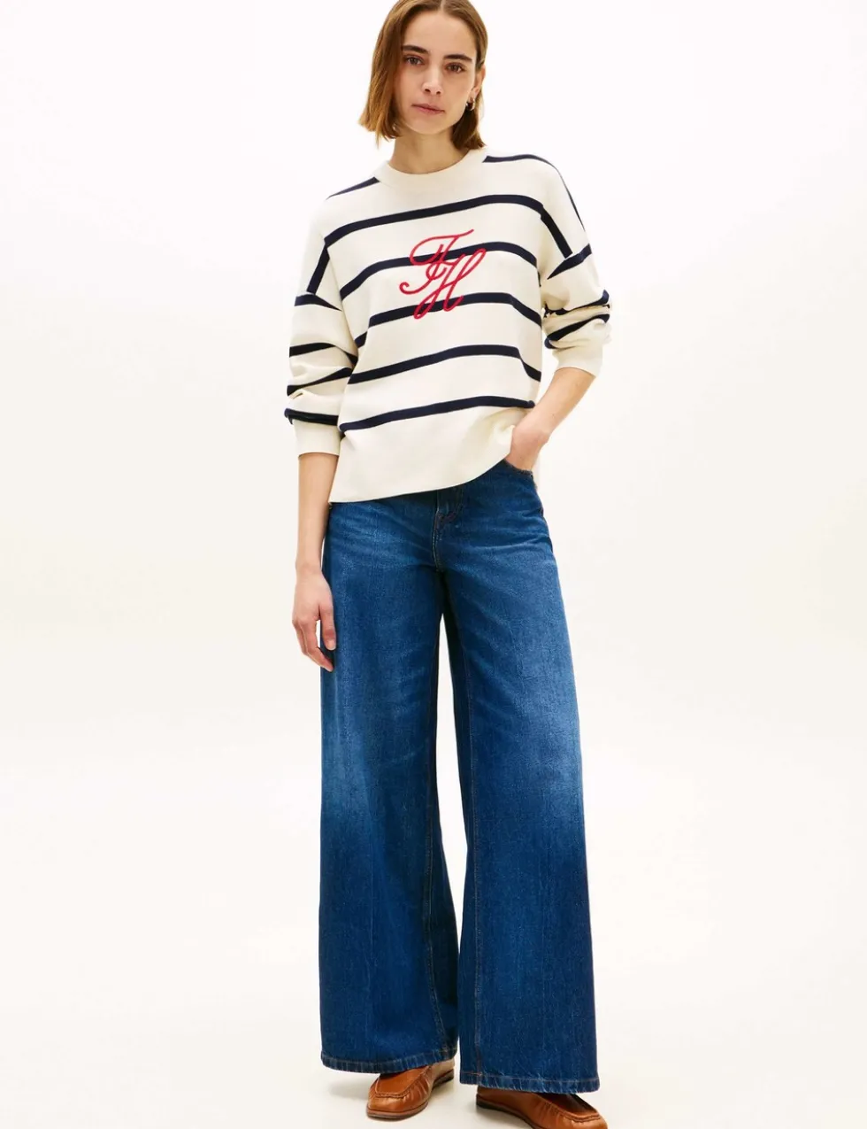 Premium Knit Striped Crew Neck Jumper