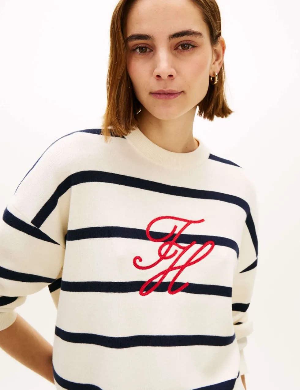 Premium Knit Striped Crew Neck Jumper