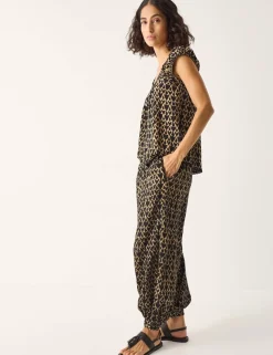Print Cuffed Beach Trousers