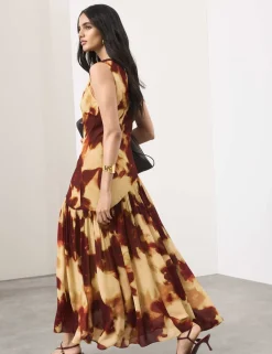 Printed Asymmetric Midaxi Dress