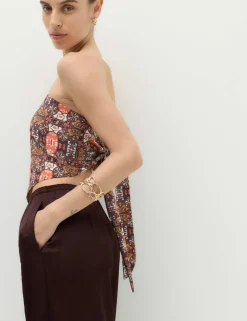Printed Bandeau Scarf Top