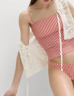 Printed Bandeau Tankini Top