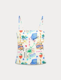 Printed Bandeau Tankini Top