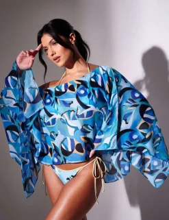 Printed Beach Cover Up Poncho