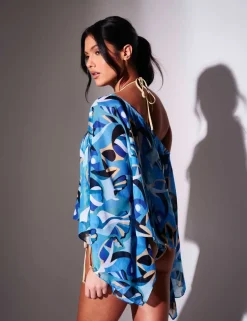 Printed Beach Cover Up Poncho
