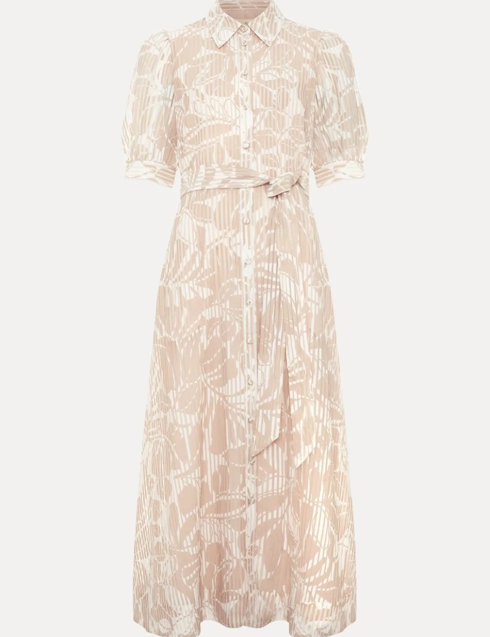 Printed Belted Midi Shirt Dress