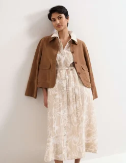 Printed Belted Midi Shirt Dress