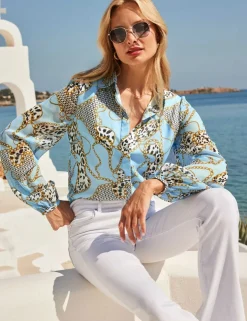 Printed Blouson Sleeve Shirt