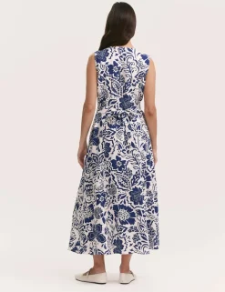 Printed Button Through Midi Skater Dress