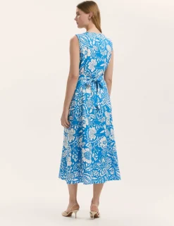 Printed Button Through Midi Skater Dress