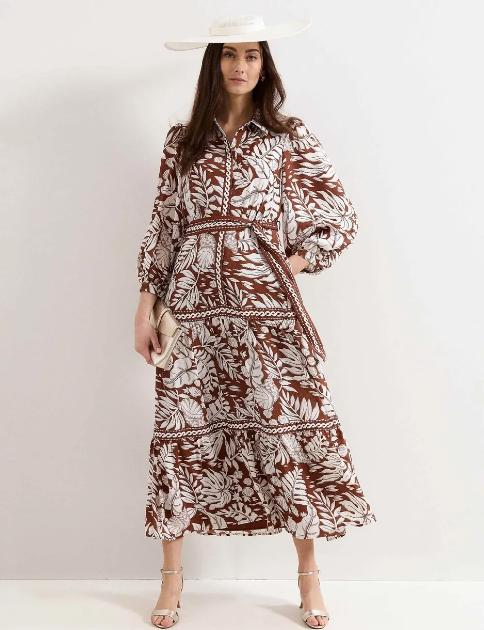 Printed Collared Button Front Maxi Dress