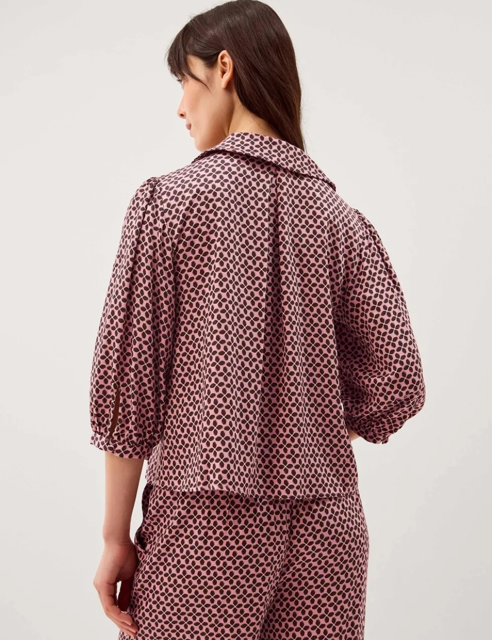 Printed Collared Tie Detail Top