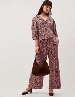 Printed Collared Tie Detail Top