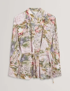 Printed Collared Tie Detail Shirt