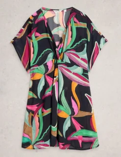 Printed Cover Up Mini Kimono Beach Dress