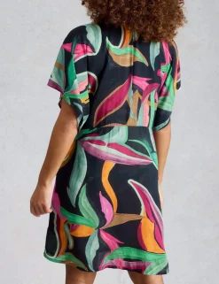Printed Cover Up Mini Kimono Beach Dress