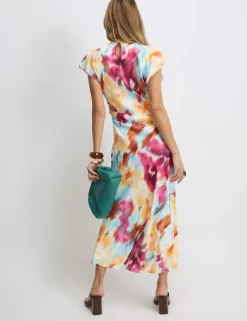 Printed Cowl Neck Midaxi Column Dress