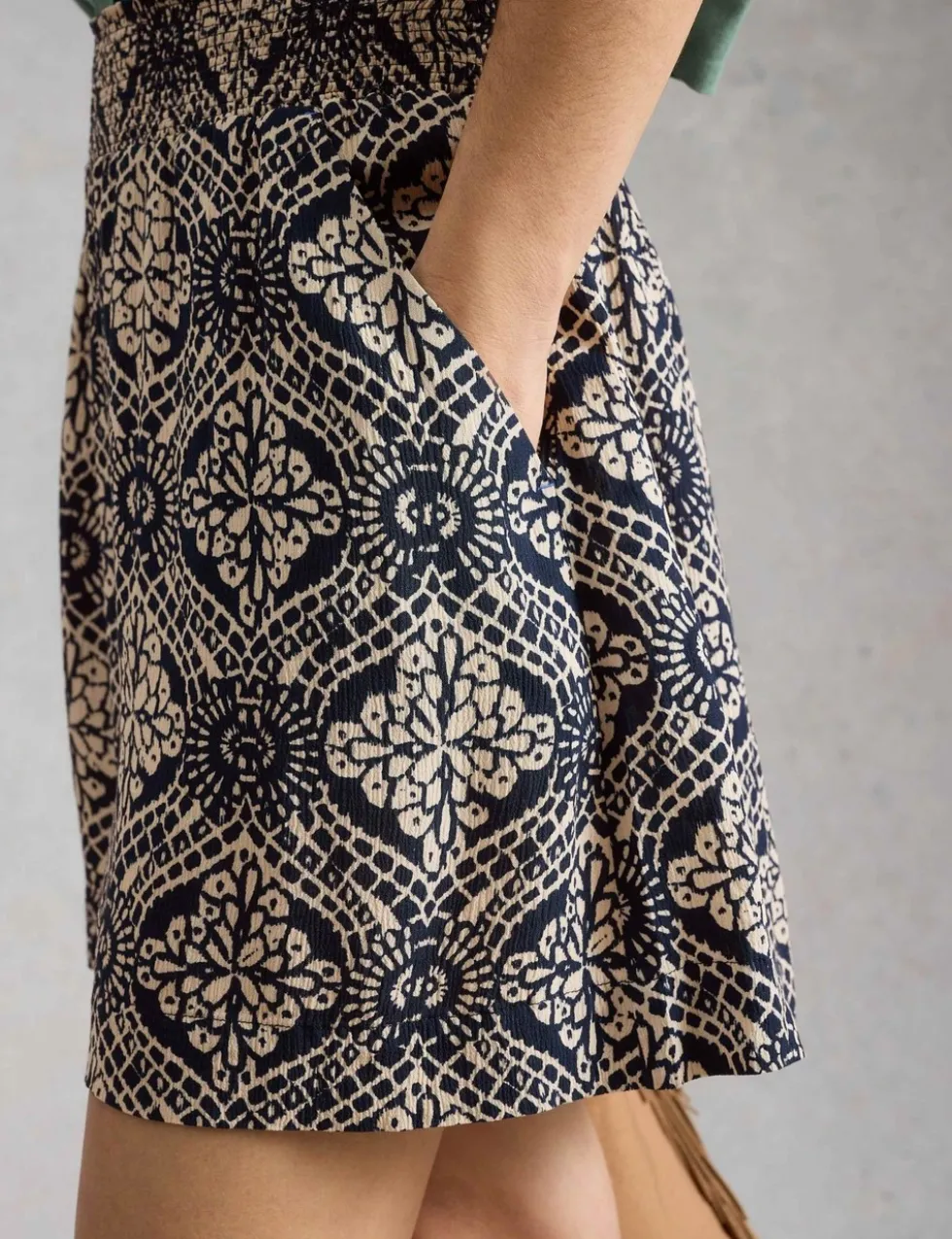 Printed Crinkle Shorts