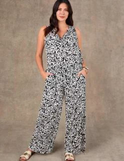 Printed Drawstring Wide Leg Trousers