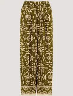 Printed Drawstring Wide Leg Trousers