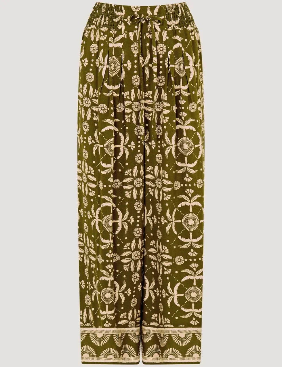 Printed Drawstring Wide Leg Trousers