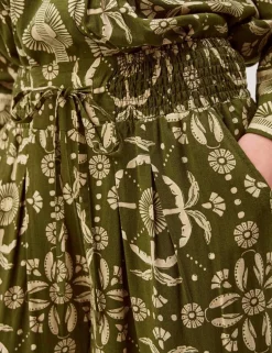 Printed Drawstring Wide Leg Trousers