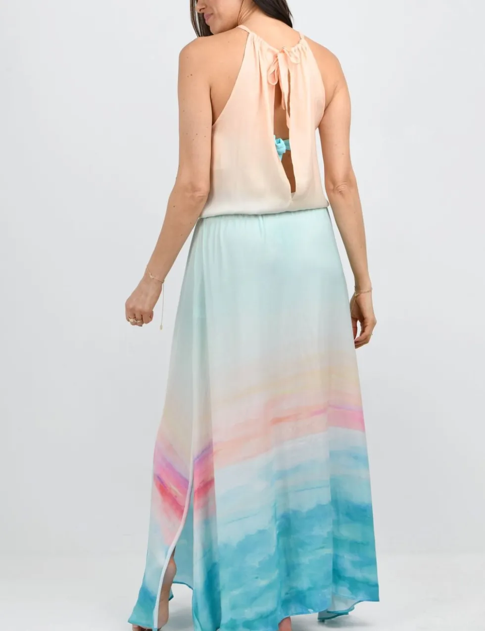 Printed Halter Neck Maxi Beach Dress