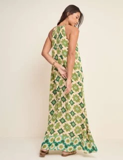 Printed Halter Neck Maxi Smock Dress