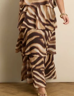 Printed Halter Neck Maxi Tiered Dress
