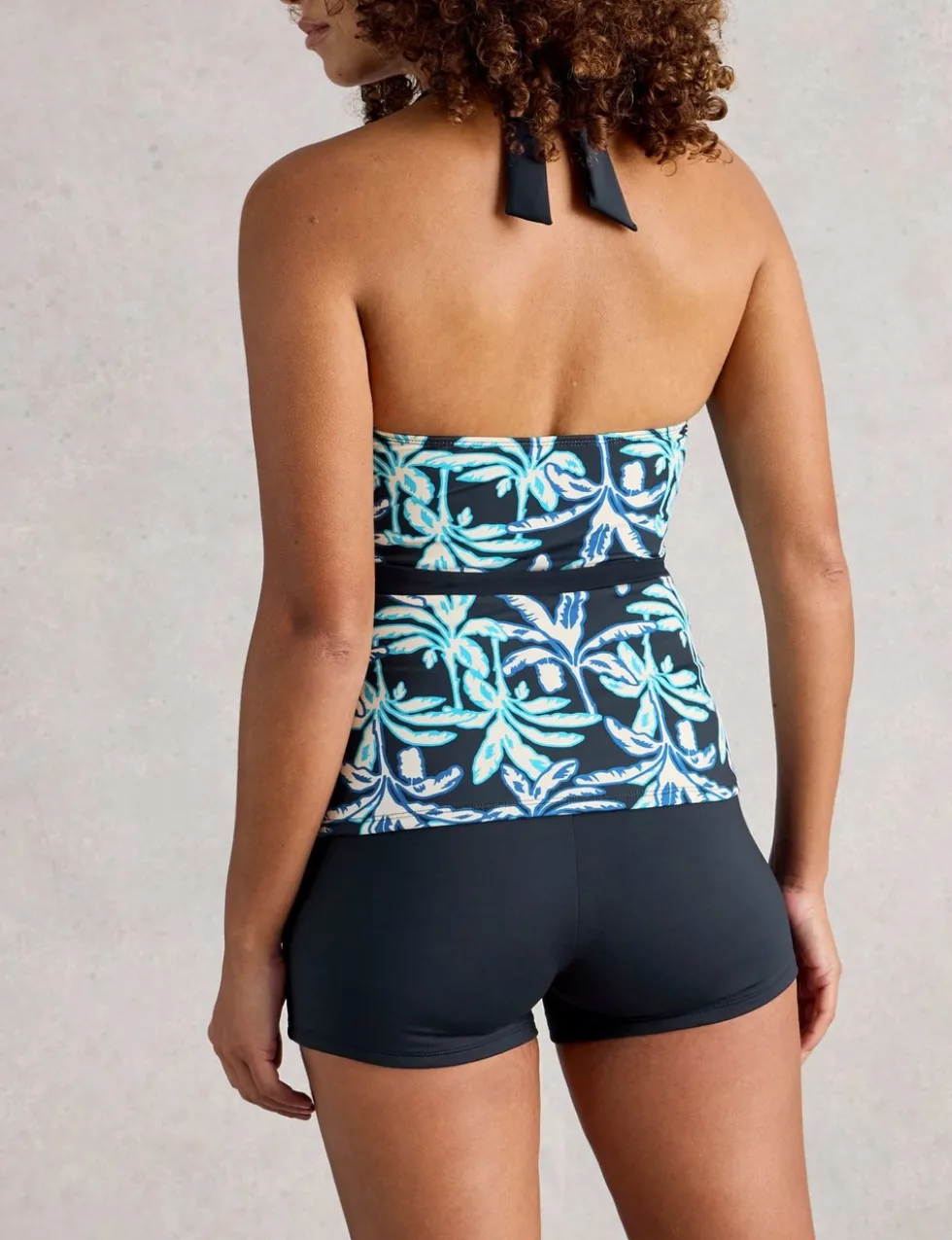 Printed Halterneck Tankini Top