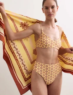 Printed High Leg Bikini Bottoms