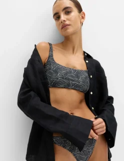 Printed High Leg Bikini Bottoms