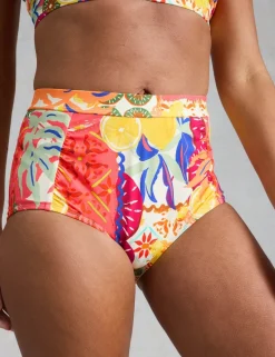 Printed High Waisted Bikini Bottoms